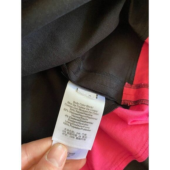 DKNY Dress Color Block Black Pink White Sheath Medium V-Neck Colorblock - Picture 4 of 8